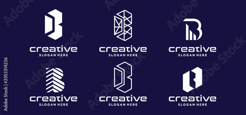 Modern Letter B Technology Logo Collection  Futuristic Initial B Digital Monogram Vector Set