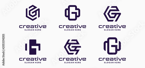 Modern Letter G Technology Logo Collection  Futuristic Initial G Digital Monogram Vector Set
