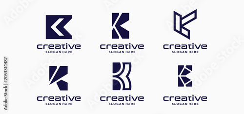 Modern Letter K Technology Logo Collection  Futuristic Initial K Digital Monogram Vector Set