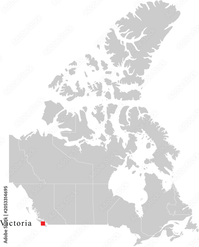 Obraz premium Victoria, Vancouver City Location on Canada Map Illustration