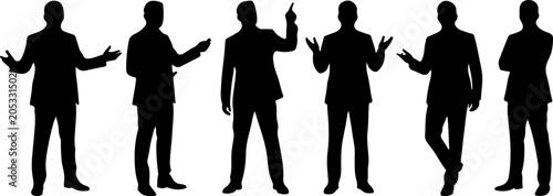 Set of business people silhouettes in different poses  vector illustration