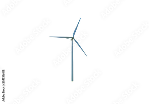 Wind turbine with three blades rotating.