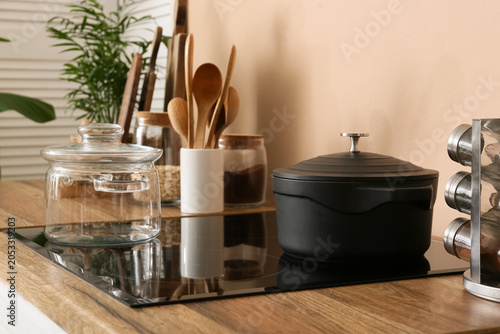 Modern kitchen interior wit...