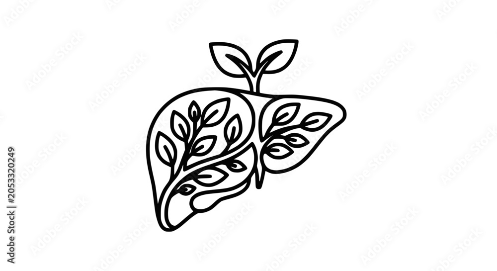 Fototapeta premium Healthy Liver Icon with Growing Leaves - Organic Health and Wellness Concept