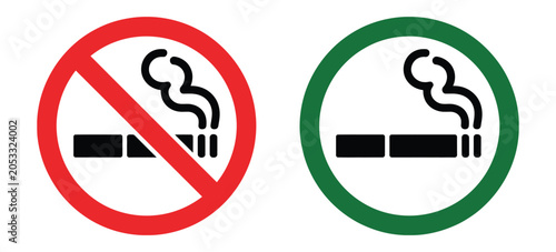 Quadro su tela No smoking no vaping sign vector forbidden cigarette and vape symbols with green