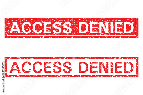 Foto Access Denied Grunge Rubber Stamp Set Red Warning Label Isolated on White Backgr