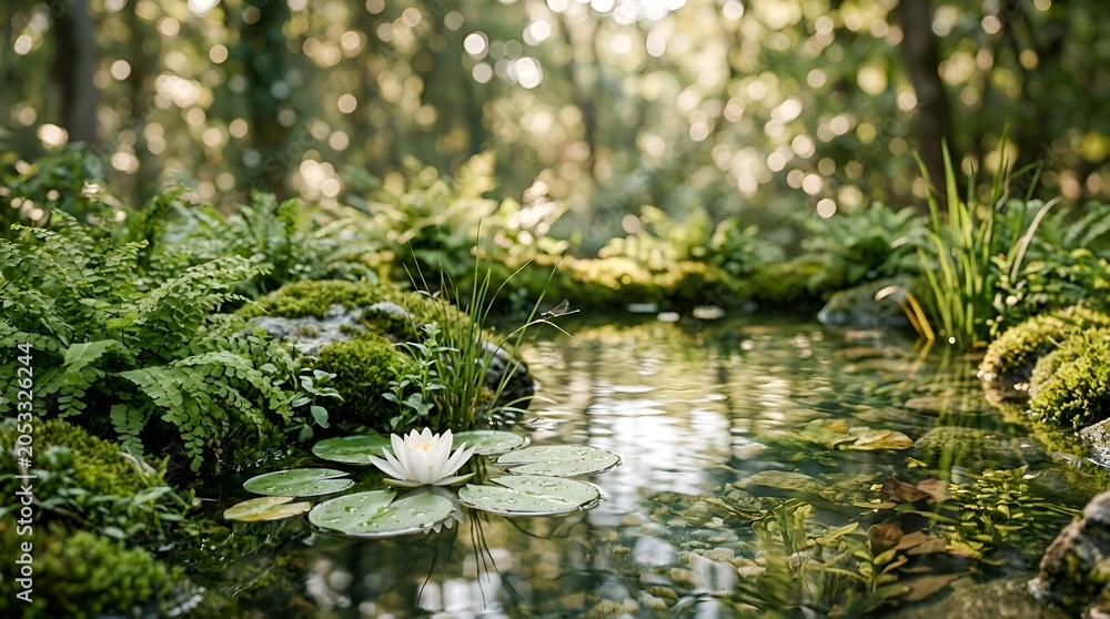 Fototapeta premium Zen garden serene pond lily