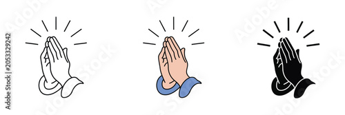 Fotografie Pray icon set featuring hands in prayer for religion and spiritual respect vecto