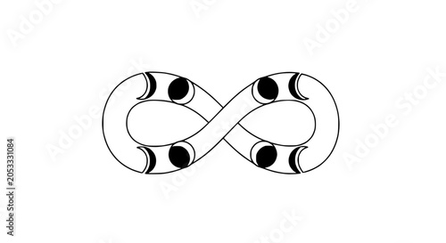 Photos Infinity Symbol with Moon Phases - Continuous Loop, Celestial Cycle