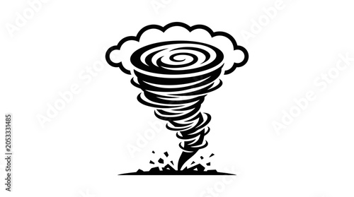 Tableau sur toile Black and white tornado cyclone funnel cloud icon.