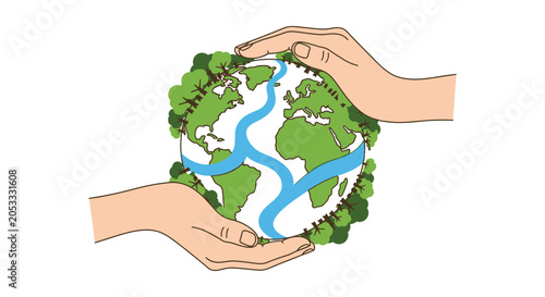 Картината върху платно Hands Holding Green Earth Globe.
