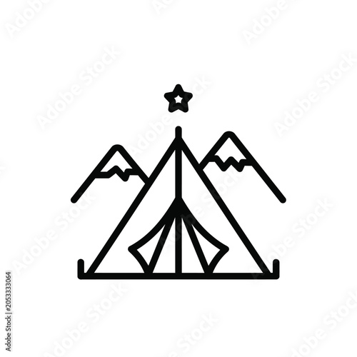 Tent Camping Mountain Adventure Star Icon