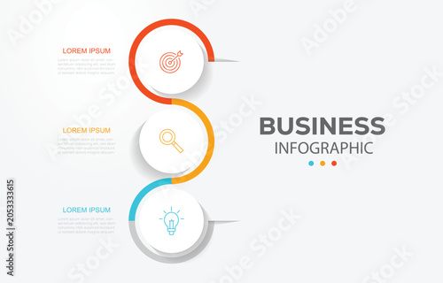Business data visualization. Process chart. Abstract elements of graph, diagram with 3 steps, options, parts or processes. Can be used for your business present.