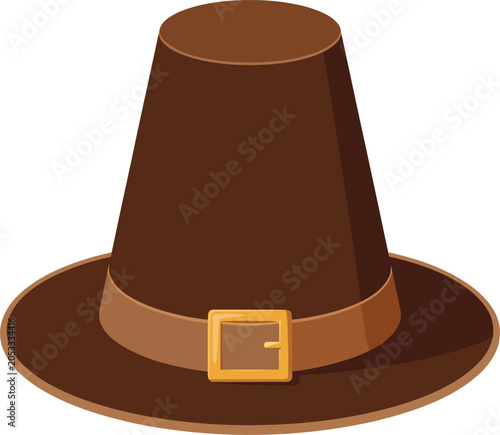 Фотография Classic brown pilgrim hat with gold buckle for thanksgiving celebration