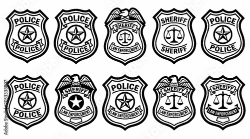 Collection of Police and Sheriff Badges - Law Enforcement Icons