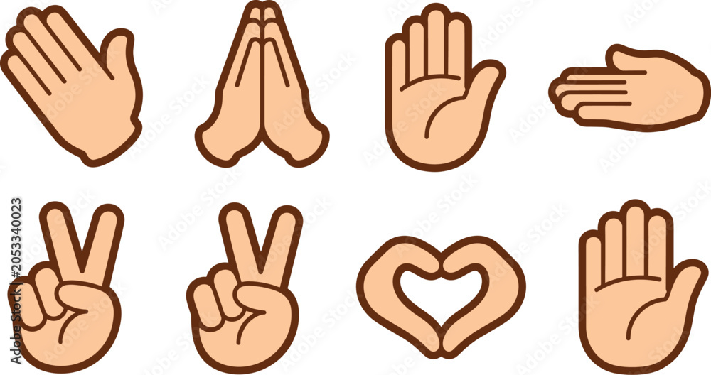 Fototapeta premium Hand Gesture Emoji Icons Collection Set