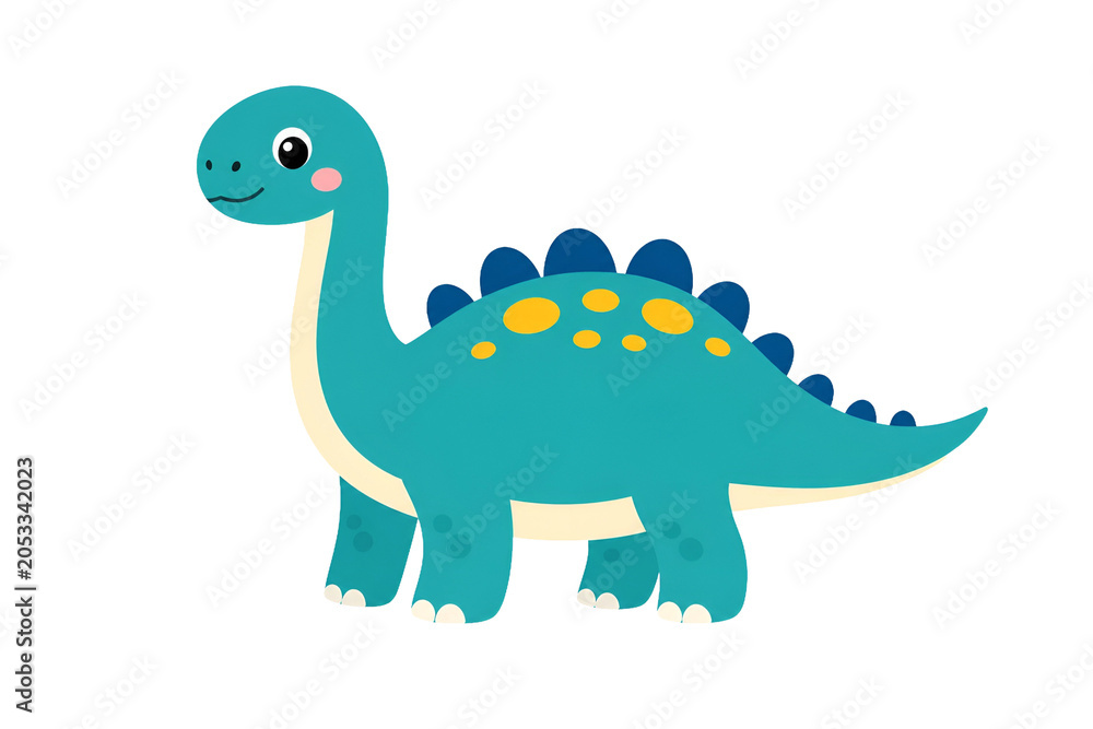 Naklejka premium Cute cartoon dinosaur character isolated on transparent background