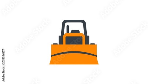 Bulldozer icon, heavy construction machinery, flat vector illustration of a bulldozer front view, industrial equipment for earthmoving and site preparation