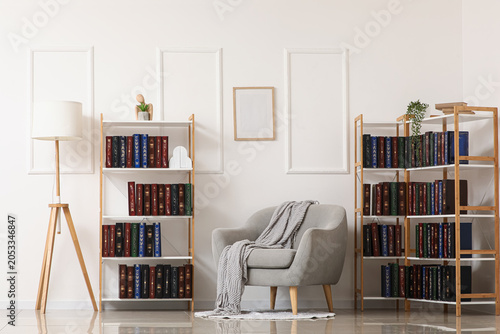 Cozy home library interior ...
