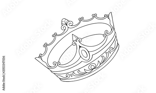 王冠の線画イラスト