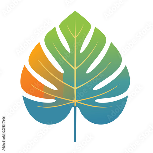 Monstera leaf illustration with gradient colors