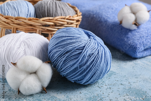 Blue and white cotton yarn ...