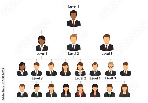 Modern organizational hierarchy chart icons