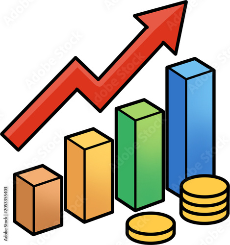 business graph with golden arrow