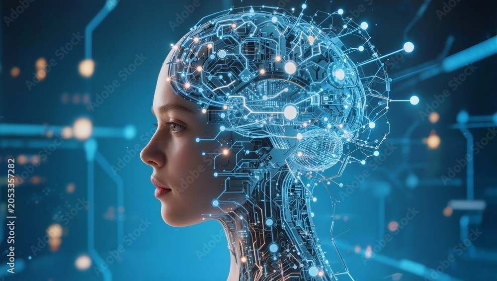Obraz premium Business Professional Connected To Cloud Computing And Artificial Intelligence