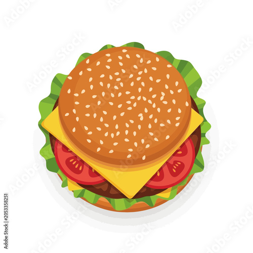 Flat Design Burger Illustration - Top View