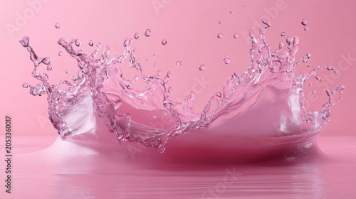 Dynamic Pink Liquid Crown Splash on Soft Pink Background