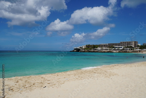 Scenery of Maho Beach, St Maarten of Caribbean