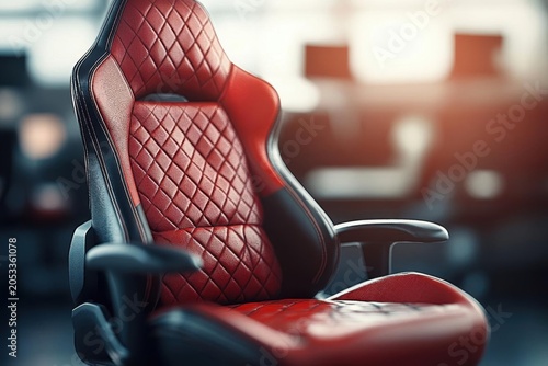 Red Black Quilted Leather Ergonomic Gaming Chair