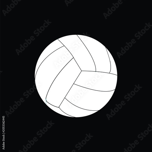 Volleyball Vector Illustration - Classic White Sports Ball on Black Background