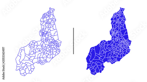 Piauí state map with all municipalities in blue color
