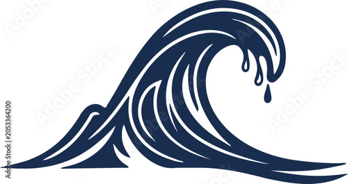 Foto Stylized ocean wave icon isolated marine water logo vector illustration design