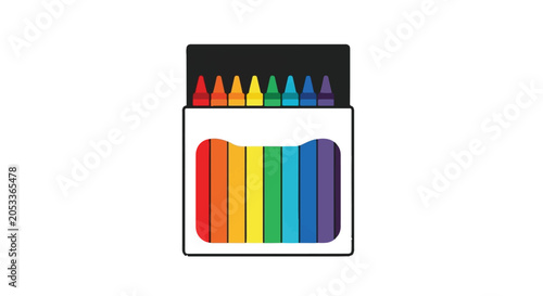 Colorful wax crayons in a box