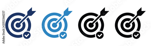 Goal icon, creative multi style graphics for target planning and achievement