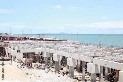 Obraz na płótnie For building column structures, especially those near the sea, reinforced concrete is the most suitable structure