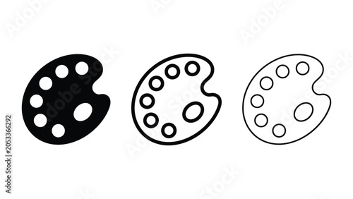 Art palette icon silhouette vector outline and line art
