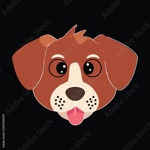Cute Cartoon Puppy Face Vector Illustration