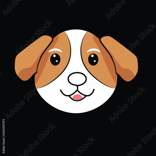 Cute Cartoon Puppy Face Vector Illustration