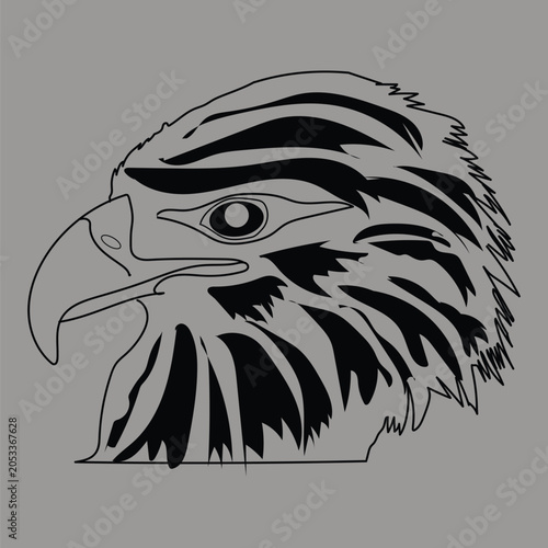 Eagle Head Line Art Vector Illustration