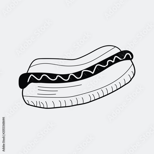 Hot Dog Line Art Vector Illustration