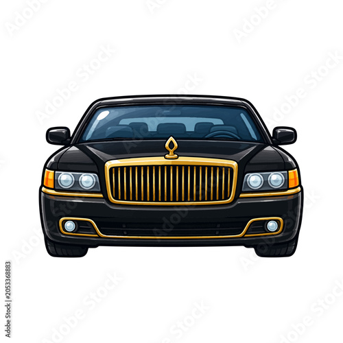 Luxury Limousine Front View Illustration