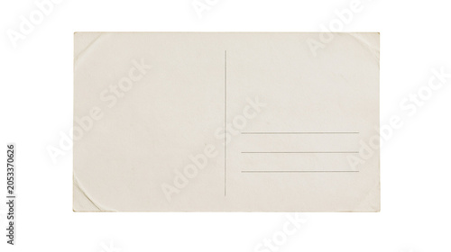 фотографія Blank vintage postcard with faint lines for writing, isolated on transparent bac