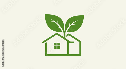 Green house with leafy growth sprouts from rooftop in eco friendly environment