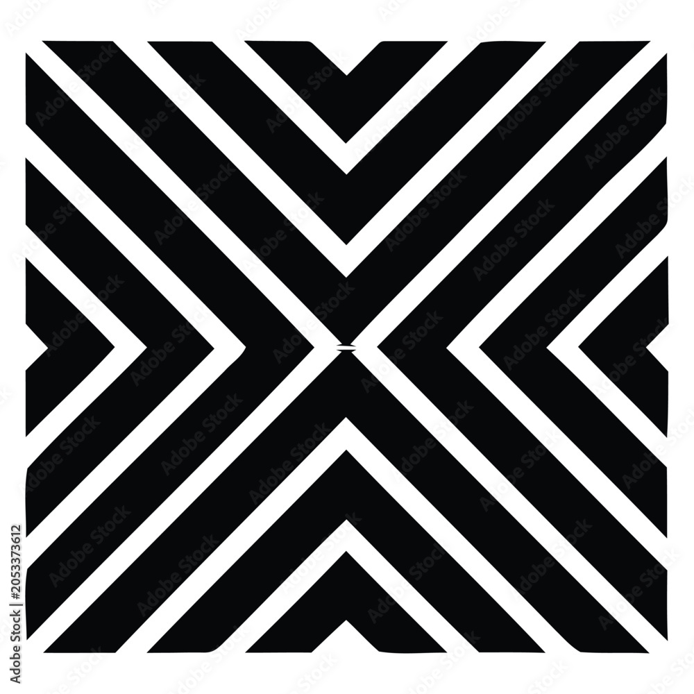 Fototapeta premium Geometric chevron pattern with intersecting lines on a white background flat vector illustration