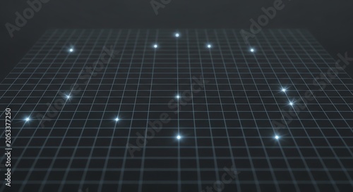 Abstract digital grid with glowing white points