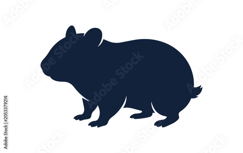 Silhouette of a Cute Hamster Standing on Four Paws.